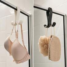1pc/3pcs Double-Sided Shower Door Hooks, Hanging Bathroom Organizer, Closet Organizer, Wardrobe Storage Rack, Home Decor Hooks, Suitable For Towels, Washcloths, Underwear, Bath Brushes And More - Multicolor - View 4