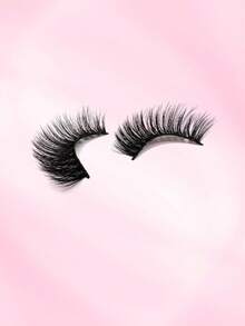10 Pairs Faux Mink Fur Natural False Eyelashes, 3D Dramatic Thick Long Dark Cat Eye Lashes - Black - View 3