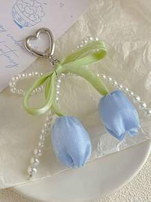 Fairy Style Tulip Phone Chain, High-End Pearl Wrist Strap, Gentle Style Bag Charm Keychain - Pastel - View 6