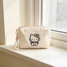 Hasbro Cute Cartoon Cat Quilted Makeup Bag, Portable Travel Cosmetic Pouch, Multi-Purpose Storage Bag For Stationery, Toiletries, Ideal Gift For Friends - Multicolor - View 3