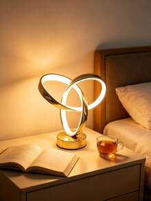 1pc Intertwined Ring Table Lamp, Modern Gold Twisted Circular LED Desk Lamp, USB Powered Minimalist Art Decor Light, Suitable For Bedroom, Living Room, Side Table, Ideal Wedding And Christmas Gift - Multicolor - View 6