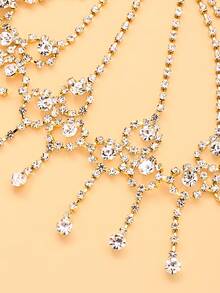 STONEFANS 1pc European And American Heavy-Duty Multi-Layer Rhinestone Tassel Hair Accessory, Vintage Ball Rhinestone Forehead Chain Headpiece, Hair Chain - Multicolor - View 4