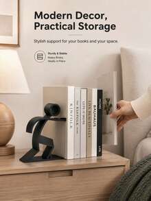 Human Shaped Bookend, Minimalist Sculpture Bookend Heavy Duty Book Holder, Modern Desk Shelf Organizer, Durable Art Decor For Home Office, Book Lovers Gift, Anti-Slip Support - Multicolor - View 4