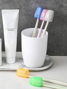 1/3/5/10pcs Toothbrush Head Protective Covers, Transparent Portable Toothbrush Head Storage Box, Travel Toothbrush Head Protective Covers, For Home Hygiene, Outdoor Camping, Gym, Travel, Bathroom Accessories, Toothbrush And Toothpaste Storage - Multicolor - View 10