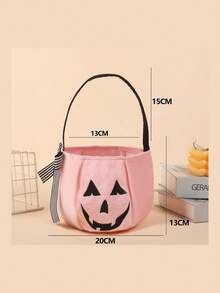 Personalized Plush Pumpkin Halloween Trick Or Treat Bucket, Customized Name Halloween Candy Tote Bag, Portable Handbag, Multi-Purpose Storage Bag, Suitable For Cosmetics, Stationery, Picnic, Travel, Halloween Home Decor Gift Bag - Multicolor - View 10