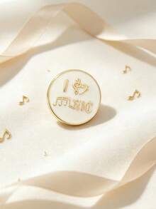 Alfiler de esmalte con nota musical, broche dorado redondo para mochila y ropa, regalo para fans de la música, broche de aleación de zinc con patrón geométrico casual, universal - Multicolor - Ver 4