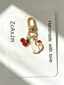 Cute Cat Cherry Keychain Pendant, Exquisite Small Bag Decoration Accessory, USB Drive Anti-Loss Hanging Charm, Bag Zipper Buckle - Multicolor - View 6