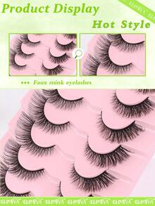 Fox Eye Lashes Faux Mink Lashes Fluffy Cat Eye Lashes Natural Look 16MM Wispy False Eyelashes Look Like Extensions 7 Pairs Pack - Black - View 4