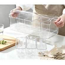 Keep‑Fresh Chilled Serving Platter, Transparent Divided Condiment Caddy With Removable Inner Boxes & Dust‑Proof Lid, Ice‑Chamber Base Keeps Food Cool For Pool Party, Camping, Kitchen Counter Storage - Clear - View 7