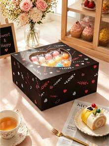 8pcs/12pcs/24pcs Valentine Style Hollow Heart Viewable Packaging Boxes Creative Printed Paper Cases For Candy Treats & Gift Storage - View 4