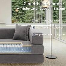 3-Seater Foldable Sofa Bed, 78'' Convertible Sleeper Sofa, Spring Folding Floor Couch With With Pillow Back Support Armrest, 4-In-1 Futon Sofa Bed For Living Room - Grey - View 6