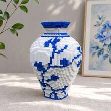 1 Set 2100pcs Chinese Blue And White Porcelain Building Blocks, Micro Particle Mini Bricks 3D Puzzle For Adults, High Difficulty DIY Collectible Model Set, New Chinese Style Home Desktop Decor Gift For Teenagers - Multicolor - View 10