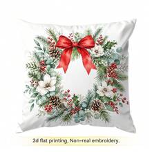 4pcs/1pc Christmas Wreath & Bow Pattern Pillow Covers, Single-Sided Printed Pillow Covers, Suitable For Living Room, Bedroom, Home Decor, All-Season Pillow Covers - Multicolor - View 15