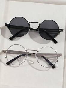 2 Pairs Metal Round Frame Men's Fashion Glasses - Multicolor - View 9