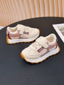 New Girls' Hook-And-Loop Casual Sports Shoes, All-Season Children's Colorblock Soft Sole Comfortable Versatile Outdoor Shoes - Pink and Purple - View 11