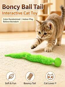 4pcs Colorful Random Glowing Cat Toy Set, Plush Worm Ball + Spring Interactive Toys, Suitable For Indoor Kittens To Play Alone And Relieve Boredom - View 4