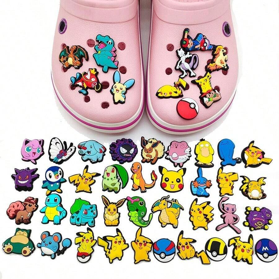 Funko 18pcs Pokemon Shoe Charms, Cute Anime Monster PVC Clogs Buckles, Pikachu Cartoon Shoe Decorations, DIY Clogs Accessories Kids Gift - Random Style - View 1