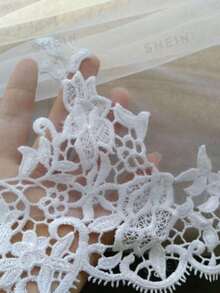 1pc Double Layer Lace Applique Bridal Veil, Women's Wedding Accessory, Beige, Autumn Women's Clothing - Multicolor - View 2