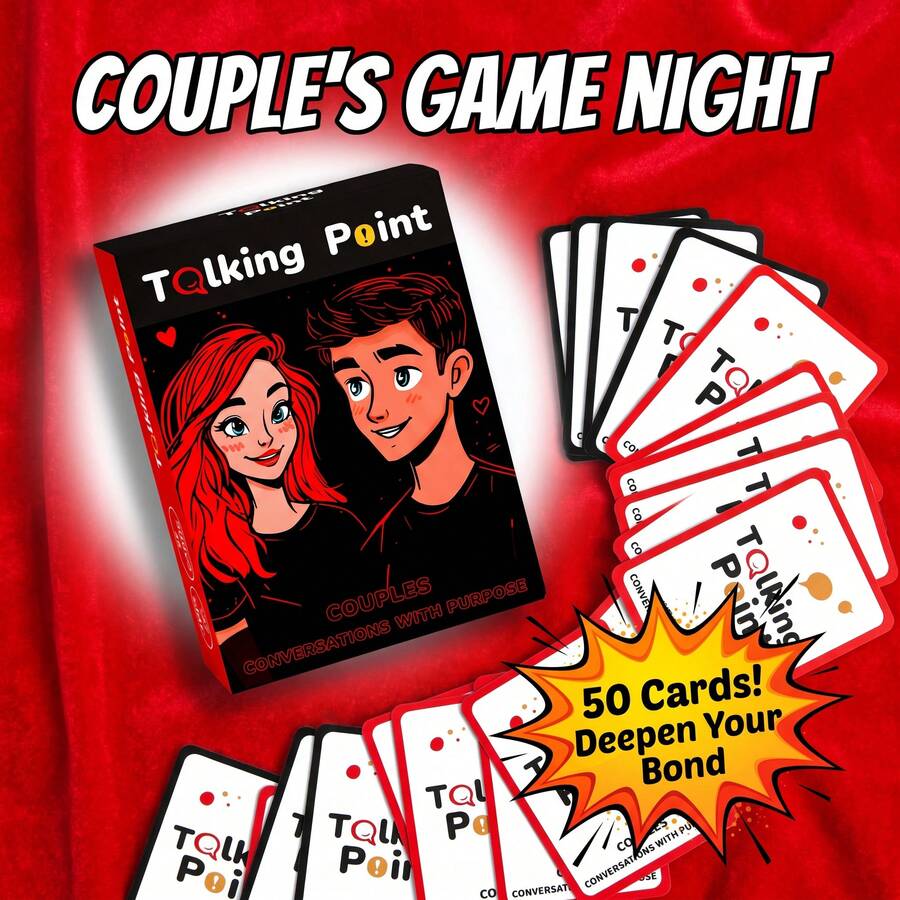 Couples Card Game For Deep Connection: Romantic Date Night Conversation Starter Questions Cards, Two-Player Relationship Building Game, Perfect Anniversary, Valentine's Day, Holiday & Date Night Gift For Him And Her - View 1