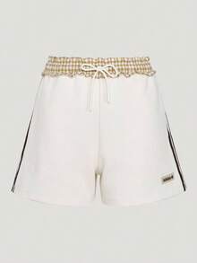 Adidas Originals Women's Plaid Short Knit Shorts KU9395 - Cocoa - View 1