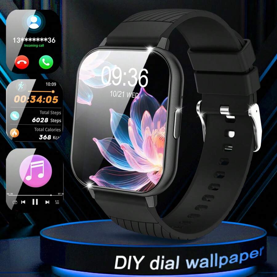 AQMWWG Sports Fashion 1.83-Inch HD Full Touch Screen Smartwatch, Unisex, Supports Wireless Calling, Pedometer, Calorie Tracking, Multiple Sports Modes, Message Notifications, Music Control, Remote Camera Control And More Multifunctional Smartwatch - Multicolor - View 1