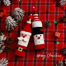 1pc Christmas Knitted Wine Bottle Cover, Hotel Restaurant Holiday Tabletop Decor - Multicolor - View 4