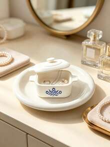 1pc Clay Pot-Shaped Storage Box With Removable Lid, Jewelry Organizer, Desktop Jewelry Storage Organizer, Desktop Decorative Small Container, Compact And Portable, Suitable For Jewelry, Vanity, Bathroom, Home Decor, Desktop Storage, Decorative Storage, Decorative Ornament, Holiday Decor, Back To School, Halloween, Christmas - Multicolor - View 5