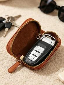 Black Cat Cartoon Cute Key Pouch, Cartoon Cute Car Remote Key Bag, Matching Cat Pendant, Zipper Closure, Unisex Multi-Function Car Key Storage Bag, Portable Coin Purse, Pendant Wrist Strap Keychain, Solid Color Minimalist Lychee Texture Women's Lychee Texture Key Bag, Universal Car Key Bag, Large Capacity Lightweight Home Key Bag, Ideal Gift For Cat Lovers, Can Be Used As Birthday Gift, Graduation Gift - Multicolor - View 2
