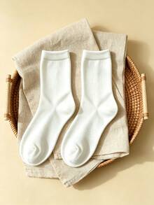 1/3/5/10 Pairs Men's Solid Color Minimalist Mid-Calf Socks, Comfortable Breathable Casual Versatile Interesting Christmas Gift Socks - Multicolor - View 5