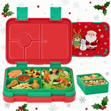 1pc Christmas Themed Multi-Compartment Bento Box, Microwaveable Lunch Box, Detachable Layered Design, Easy To Clean, Suitable For Office Lunch Box, Outdoor Travel, Camping Picnic, Back To School Supplies, Christmas Gift Selection - Multicolor - View 7