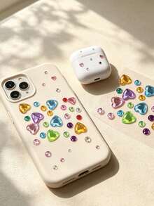 1 Set Sticker Planner Supplies, Acrylic Gemstone Decoration, Multi-Shape Rhinestone Decals, Heart Star Flower Cut Design, Glossy Finish, Self-Adhesive, Suitable For Personal Item Surface Decoration - Colorful Heart Diamond Stickers - View 6