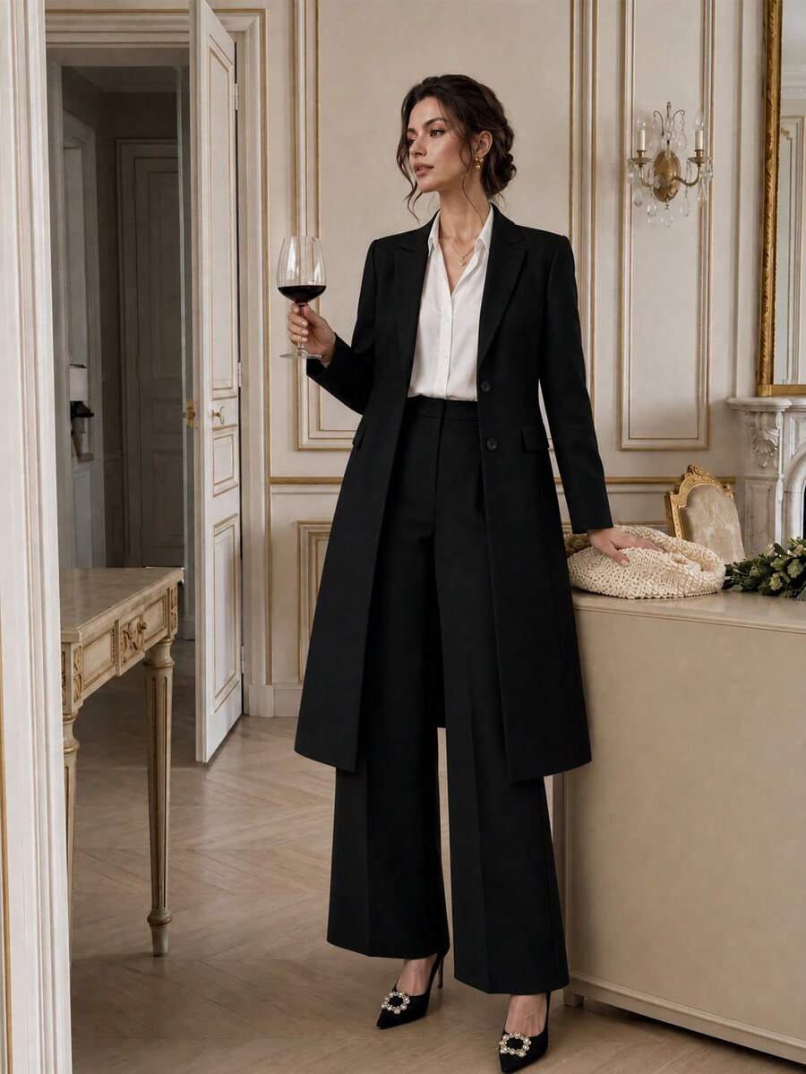 Women's Elegant Solid Color Long Sleeve Cardigan Jacket, Autumn New Arrival Spring Black - Black - View 1