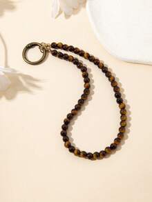 1pc Handmade Tassel & Natural Stone Beaded Bag Charm, Random Bead Color - Multicolor - View 3