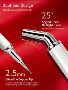 RS NAIL Dual-Ended Rhinestone Picker Pen Set With Pick-Up Clay, Nail Art Gem Dotting Tool Kit, Wax Pen 25° Angled Head, Unobstructed View Christmas Nail Art Essentials - White - View 4