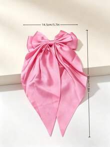 12pcs Women's Large Satin Long Ribbon Bow Hair Clips, Solid Color Bow Hair Clips, Sweet Decorative Hair Accessories, Suitable For Daily And Party Wear - Multicolor - View 10