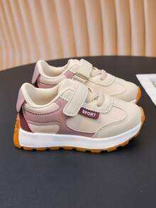 New Girls' Hook-And-Loop Casual Sports Shoes, All-Season Children's Colorblock Soft Sole Comfortable Versatile Outdoor Shoes - Pink and Purple - View 3