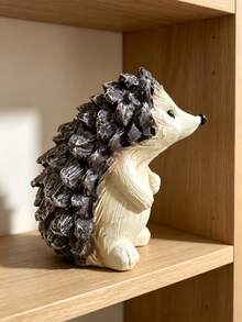 1pc Smiling Hedgehog Statue, Cute Hand-Painted Standing Animal Sculpture, Creative Mini Fairy Garden Decor, Suitable For Home Office Desk Bookshelf Decoration, Rustic Farmhouse Style Decorative Gift - A - View 2