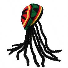 1pc Holiday Party Funny Knit Beanie Hat, Unisex African Jamaican Dreadlock Wig Hat For Cosplay Winter Warm - Multicolor - View 6