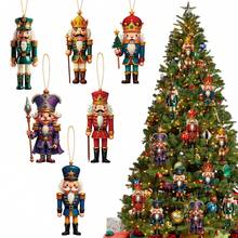 12/24/48pcs Paper Christmas Nutcracker Soldier Hanging Ornaments, Vintage Nutcracker Doll Pendants, Christmas Tree Decorations, Home Christmas Decor, Christmas Gifts, Winter Decorations, Indoor/Outdoor Decorations, Holiday Party Tree Hanging Ornaments - Multicolor - View 7