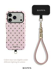 GIIPPA 1件淡粉色底綠色波點手機殼+手鍊，Phone 17 Pro Max手機殼，相容於Phone 16 Pro Max、15 Pro Max、14 Pro Max，韓系高端時尚趣味手機殼，適用於11/12/13/14/15/16 Pro Max Plus，優雅設計男女皆宜，聖誕節、情人節、復活節、婚禮季與生日送女友的完美禮物！ - 粉色 - 查看 3