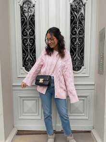 Joy Knit Women's Winter Autumn Sweater Fashion New Style - All-Match Tops - Sweet Versatile Casual Style - Minimalist Solid Color Button Pink Crew Neck Knit Cardigan Sweater Jacket - Baby Pink - View 3