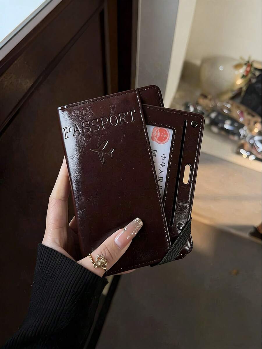 Passport Holder Card Sleeve Wallet Document Organizer Bag, Women's Essential Travel Accessories Storage Pouch
