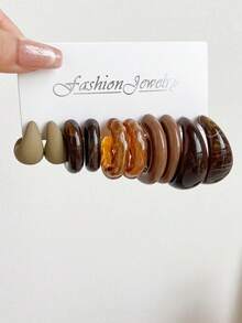 1 Set 5 Pasang Anting-Anting Bentuk Koma Tetesan Air Lucu Populer Lintas Batas, Set Anting-Anting Kecil Serbaguna Bentuk C - MultiWarna - View 22
