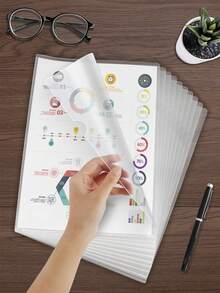 10/20/30 L-Shaped A4 Document Folders, Two-Page Document Sleeves, Single-Sheet Clips, Transparent Single-Page Clips, Insert Protective Film For Office Use - A4 - View 1