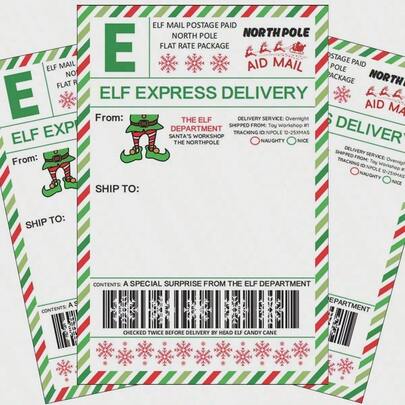 10pcs Christmas Elf Express Delivery Stickers, Cute North Pole Mail Labels, Christmas Gift Wrapping, Baby Shower Decoration Supplies
