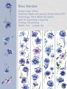 DANKUN 1 Roll 2m Country Style Floral Pattern Matte PET Washi Tape, Creative Aesthetic Decorative Tape, DIY Handmade Art Scrapbooking Bullet Journal Planner Accessories - Scrapbook Stickers - View 11