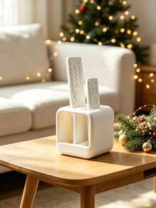 1pc 2-Hole Hollow Remote Control Holder, Remote Control Storage Box, Decorative Storage, Other Storage Racks, Plastic Storage Box, Suitable For TV, DVD, Blu-Ray Player, Game Console, Living Room, Bedroom Media Organization, Decorative Ornament, Storage, Home Decor, Holiday Party Supplies, Halloween, Christmas, New Year, Housewarming Gift, Gift For Friends, Game Enthusiasts - Multicolor - View 5