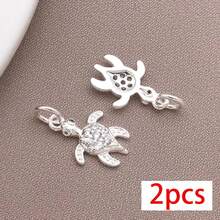 2pcs Ocean Beach Style Zirconia Pendant Charms 18K Plated Mermaid Tail Starfish Turtle Charm For DIY Jewelry Making Craft Supplies - Multicolor - View 15
