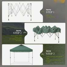 Carpa Toldo Desplegable 10x10 Pies, Toldo Instantáneo Portátil con Techo Ventilado, UPF50+, Patas Rectas, Incluye Estacas y Cuerdas, Bolsa de Transporte, para Camping y Fiestas, Verde - Verde - Ver 4