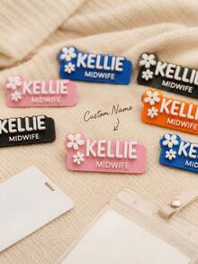 1pc Custom Name Badge, Personalized Text And Exclusive Design Name Badges, Clothing And Backpack Pins, Name Badges For Nurses, Doctors, Teachers - Multicolor - View 5